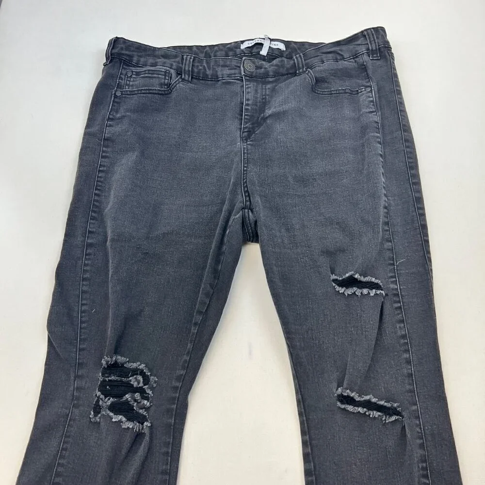 Celebrity Pink Women’s Skinny Ankle Distressed Jeans Faded Black Size 18